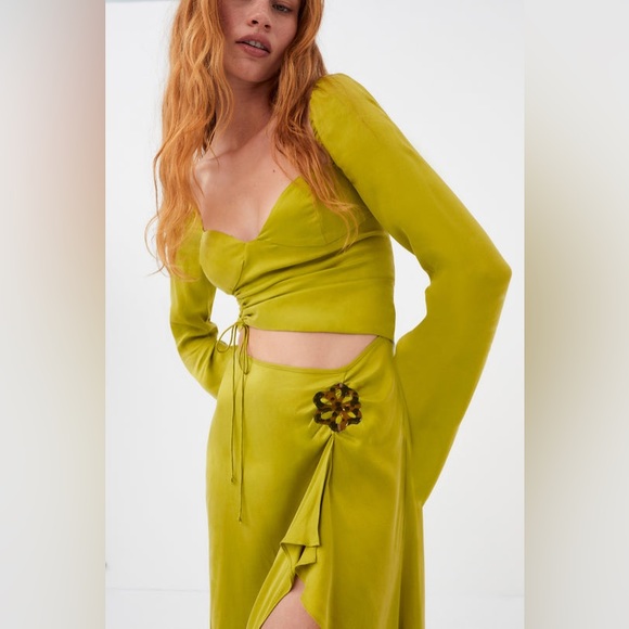 NWT For Love & Lemons Allie Midi Dress in Green size XS - Picture 2 of 9